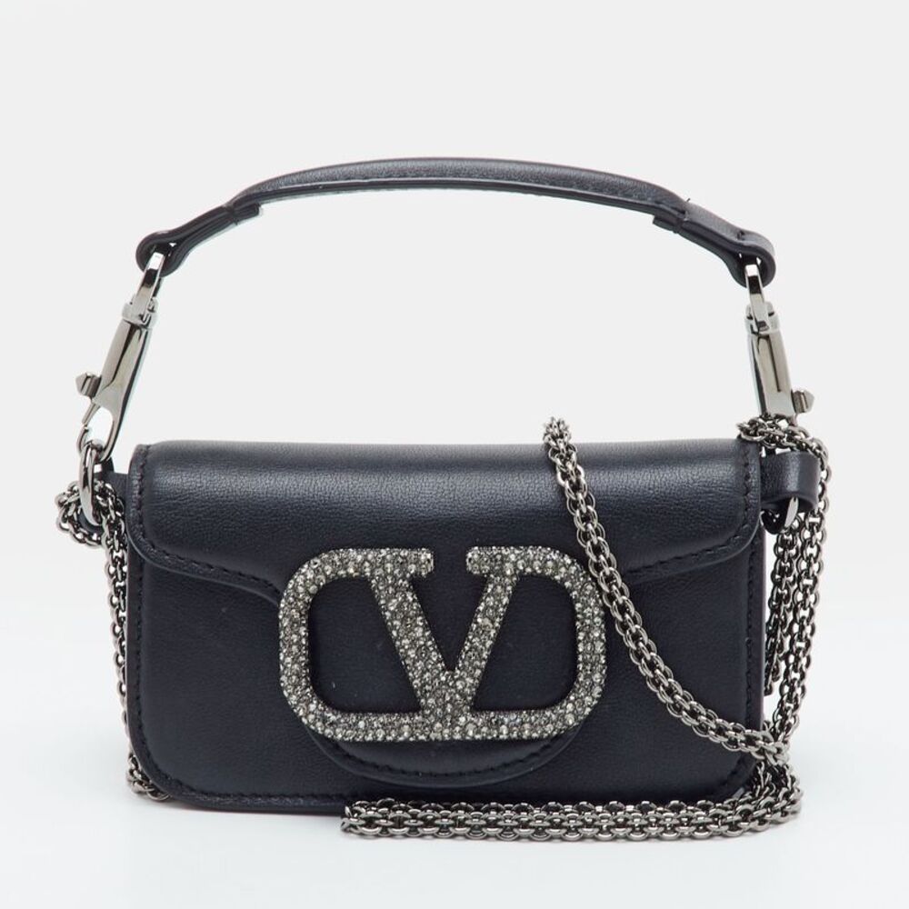 Valentino Loco Small Black Leather Chain Crossbody Bag